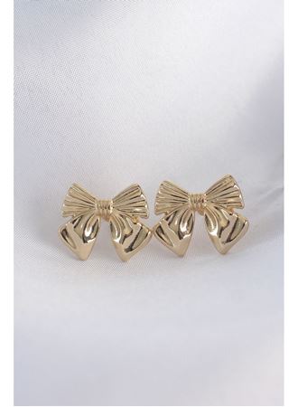 Pirinç Gold Renk Fiyonk Küpe