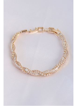 Vip Seri Pirinç Zirkon Taşlı Gold Renk Sarmal Model Bileklik