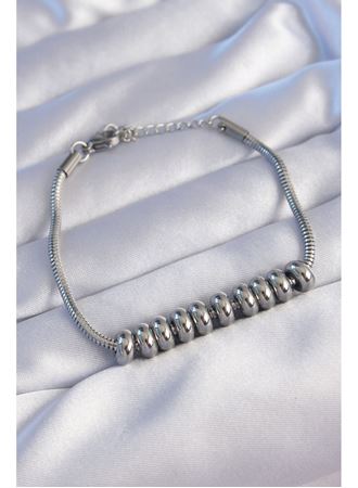 316L Çelik Gümüş Renk Oval Figürlü Bileklik