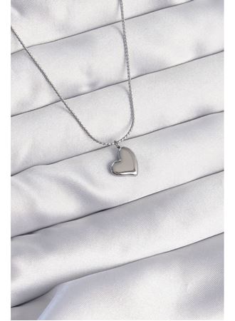 316L Çelik Gümüş Renk Minimal Kalp Tasarımlı Kolye