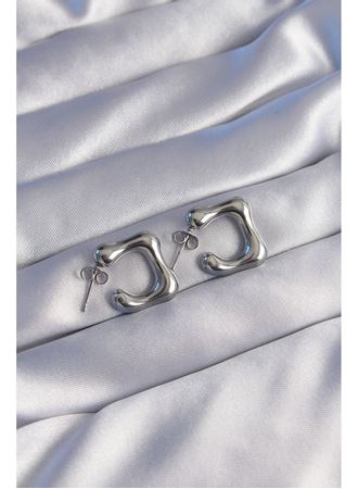 316L Çelik Gümüş Renk Minimal Bubble Küpe