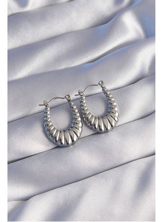 316L Çelik Gümüş Renk Uzun Baklava Görünümlü Küpe