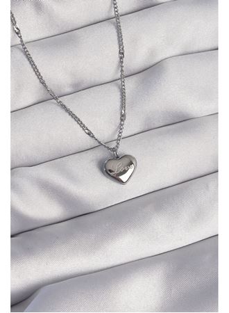 316L Çelik Gümüş Renk Kalp Model Love Kolye