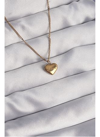 316L Çelik Gold Renk Kalp Model Love Kolye