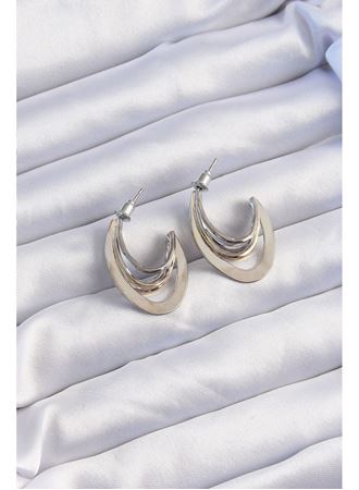 Pirinç Gold Gümüş Renkli Düz Plaka Halka Küpe