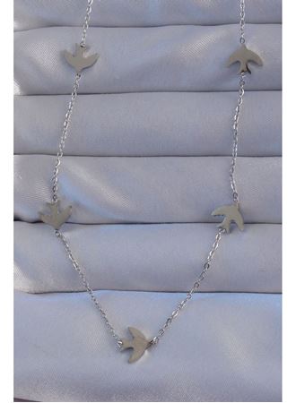 316L Çelik Gümüş Renk Kuş Model Kolye