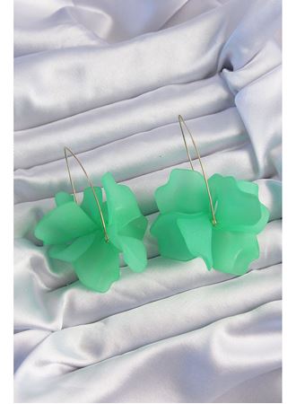 Pirinç Yeşil Renkli Flora Küpe