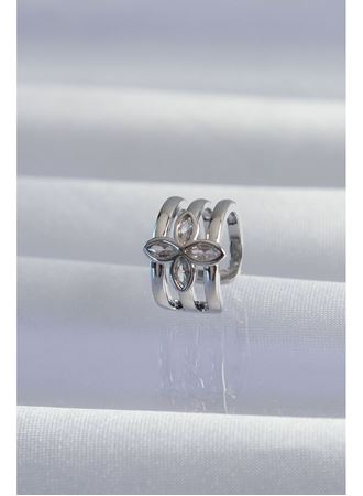 Pirinç Gümüş Renk Yonca Earcuff Küpe