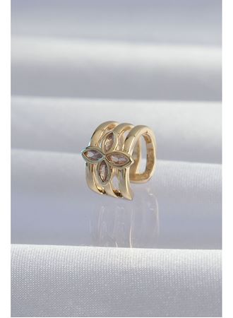 Pirinç Gold Renk Yonca Earcuff Küpe