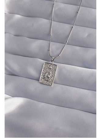 316L Çelik Zincir Gümüş Renk Lazer İşlemeli Göz Figür Tarot Kolye