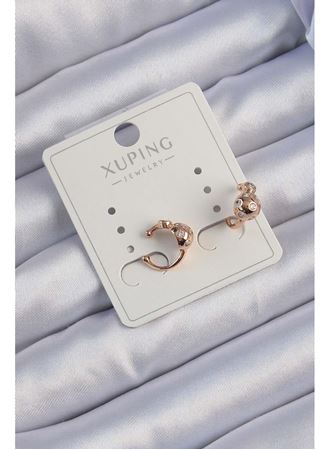 Xuping Rose Renk Zirkon Taşlı Bombeli Topçuk Earcuff Küpe