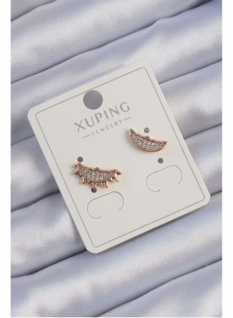 Xuping Rose Renk Zirkon Taşlı Ay ve Güneş Tasarımlı Küpe