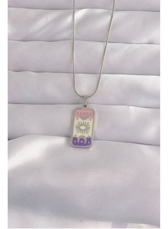 316L Çelik Gümüş Renk Karışık Mineli Ay Figür Tarot Kolye