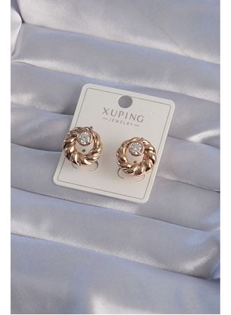 XUPİNG Rose Renk Oval Zirkon Taşlı Burgu Model Küpe