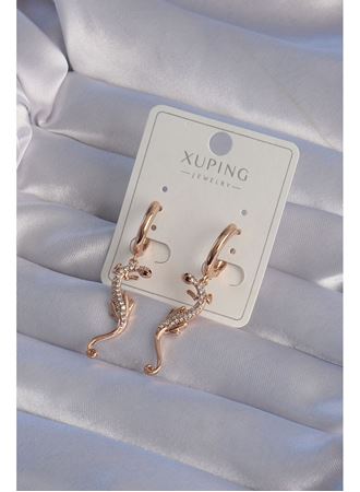 XUPİNG Rose Renk Zirkon Taşlı Kertenkele Model Halka Küpe