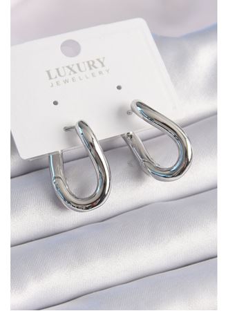 Pirinç Gümüş Renk Halka Model Kadın Küpe