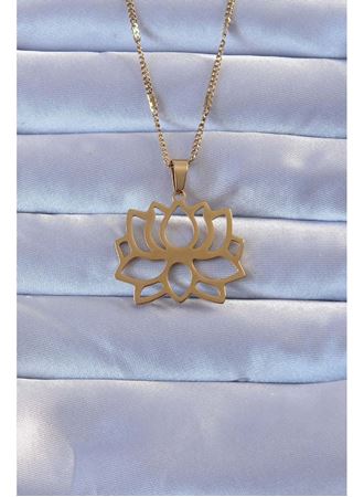 316L Altın Renk Lotus Kolye