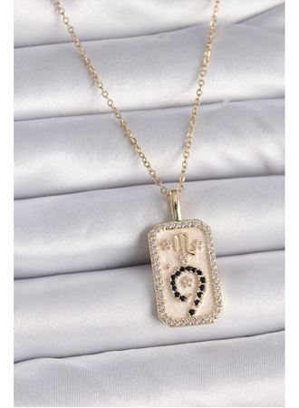 316L Çelik Gold Renk Zincir Akrep Burcu Zirkon Taşlı Kadın Kolye