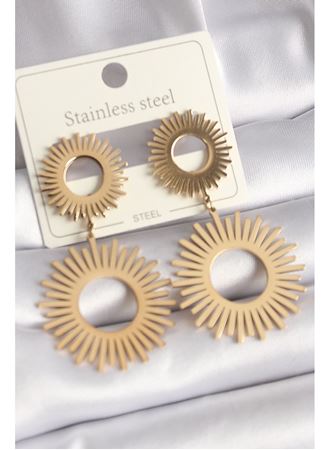 316L Çelik Gold Renk Güneş Model Kadın Küpe