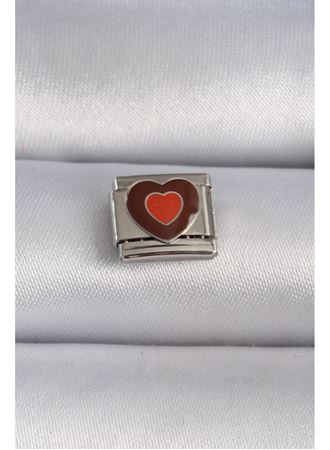 316L Çelik Gümüş Renk Kahverengi Kalp İşlemeli Nomination Charm