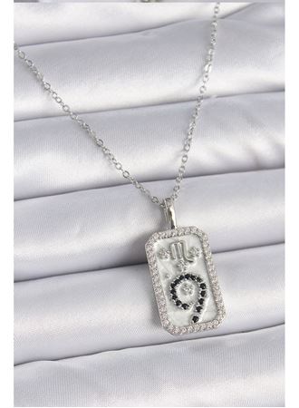 316L Çelik Gümüş Renk Zincir Akrep Burcu Zirkon Taşlı Kadın Kolye