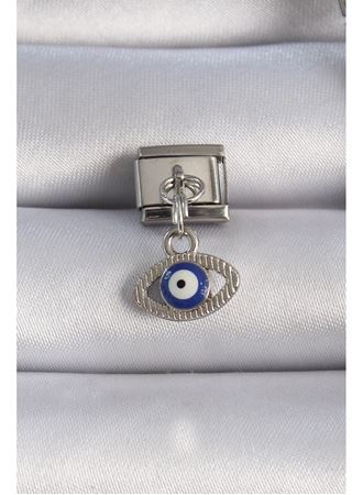 316L Çelik Gümüş Renk Sallantılı Göz Figür Nazar Boncuk Detay Nomination Charm