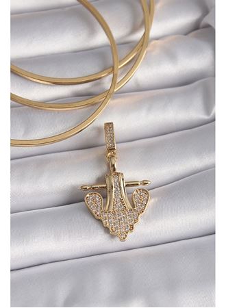 Pirinç Gold Renk Zirkon Taşlı Çapa Model Ajda Charm