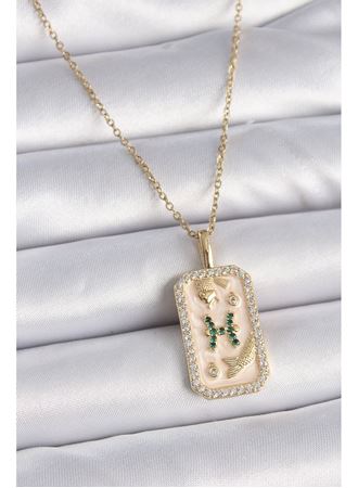 316L Çelik Gold Renk Zincir Balık Burcu Zirkon Taşlı Kadın Kolye