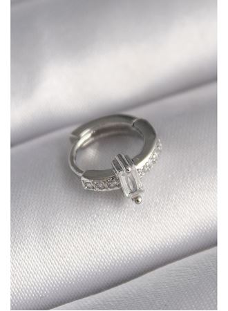 316L Çelik Gümüş Renk Zirkon Taşlı Tragus Piercing