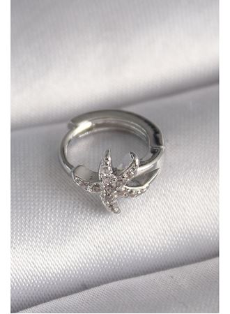 316L Çelik Gümüş Renk Zirkon Taşlı Deniz Yıldızı Model Tragus Piercing