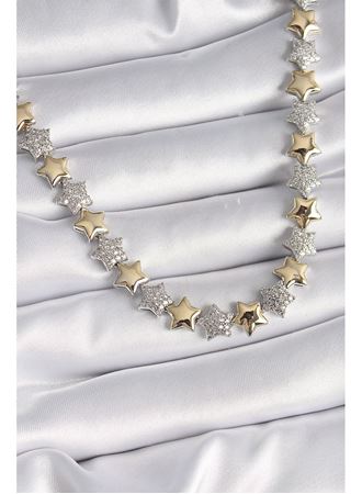 Pirinç Mix Renk Zirkon Taşlı Yıldız Model VIP Exclusive Seri Kadın Kolye