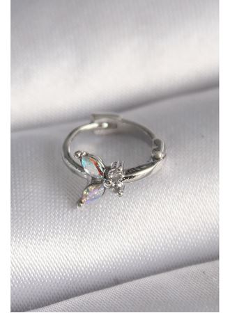 316L Çelik Gümüş Renk Zirkon Taşlı Kelebek Model Tragus Piercing