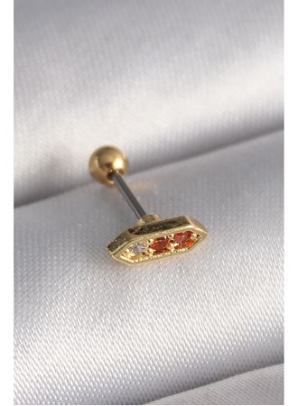 316L Çelik Gold Renk Turuncu Zirkon Taşlı Tragus Piercing