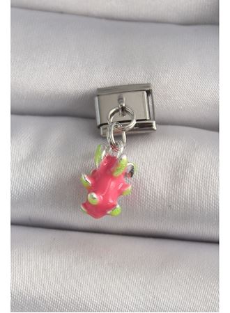 316L Çelik Gümüş Renk Sallantı Ejder Meyvesi Model Nomination Charm