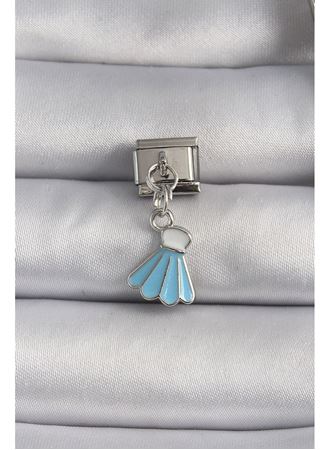 316L Çelik Gümüş Renk Mavi Renk Sallantı Elbise Model Nomination Charm