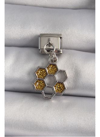 316L Çelik Gümüş Renk Sallantı Simli Bal Beteği Model Nomination Charm