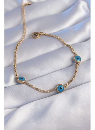 316L Çelik Gold Renk Nazar Boncuk Tasarımlı Bileklik