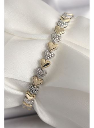 Pirinç Mix Renk Zirkon Taşlı Kalp Model VIP Seri Kadın Bileklik