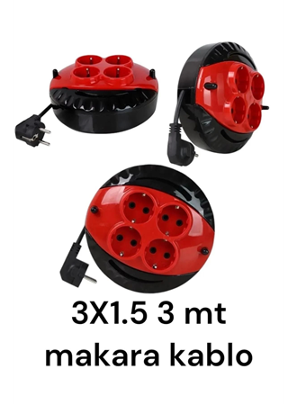 Mini Kablolu Makara 4'lü 3mt (3X1,5CM)(1 ADET) (