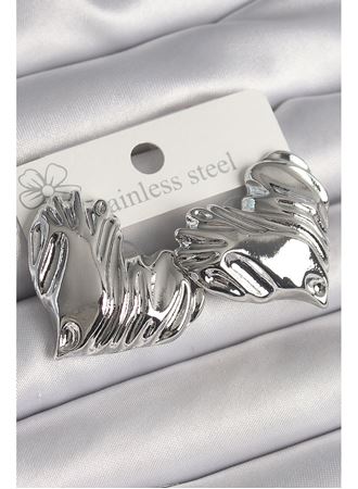 Pirinç Gümüş Renk İşlemeli Kalp Model Kadın Küpe