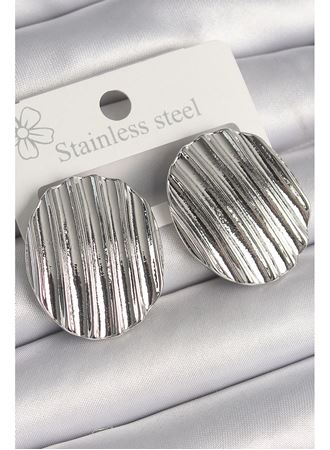 Pirinç Gümüş Renk Sallantı İşlemeli Daire Plaka Model Kadın Küpe