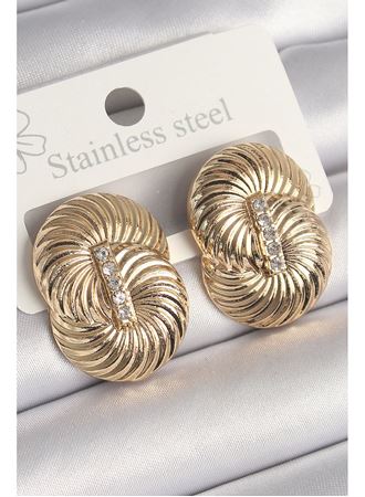 Pirinç Gold Renk Zirkon Taşlı Sarmal Model Kadın Küpe