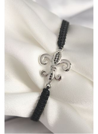 Pirinç Gümüş Renk Zirkon Taş İşlemeli Zambak Model Asansörlü Makrome Model Kadın Bileklik