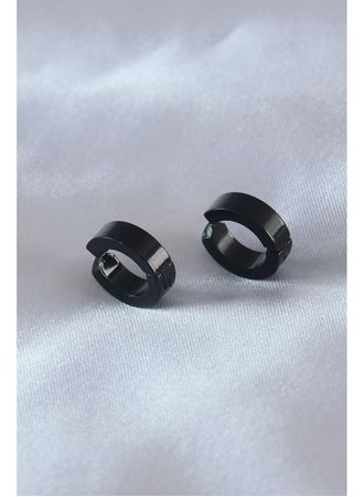 Çelik Siyah Renk Sıkıştırmalı Erkek Küpe