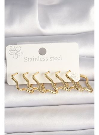 316L Çelik Gold Renk Yıldız Model Kadın Küpe Seti