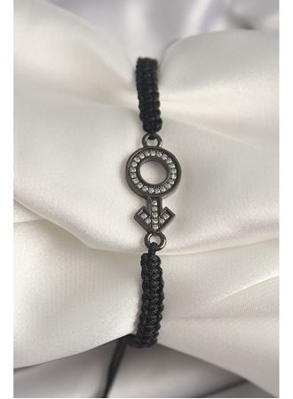 Pirinç Füme Renk Zirkon Taşlı Venüs Mars Asansörlü Makrome Model Kadın Bileklik