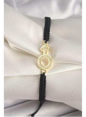 Pirinç Gold Renk Zirkon Taşlı Mars Figür Asansörlü Makrome Model Kadın Bileklik