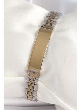 316L Çelik Gold Gümüş Renk Kalın Zincir Künye Model Erkek Bileklik