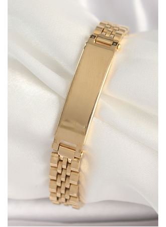 316L Çelik Gold Renk Zincir Künye Model Erkek Bileklik