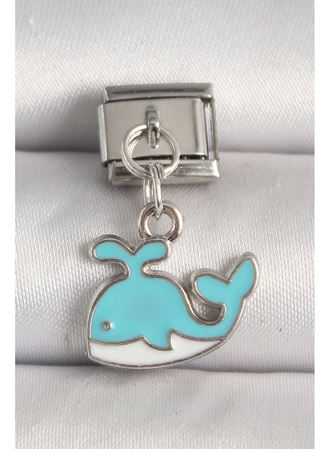 316L Çelik Gümüş Renk Mavi Balina Model Nomination Charm